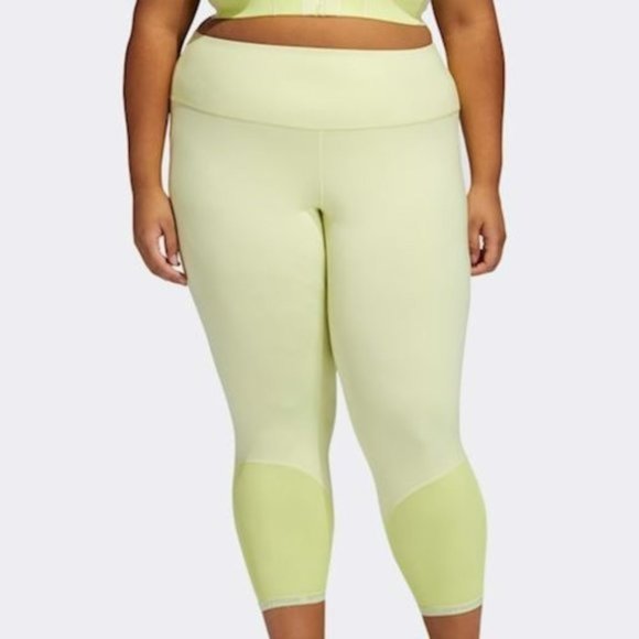 Adidas Women's Ivy Park Yellow Tint Rib Panel Tights  (Plus Size) H25365 - Picture 2 of 2